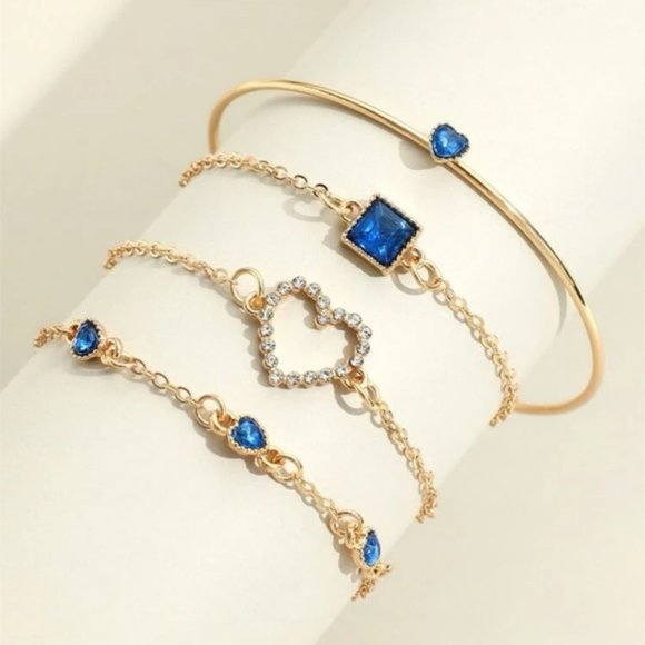 Jewelry - 4pcs/set Rhinestone Heart Decor Bracelet For Women Jewelry Gift Wedding …